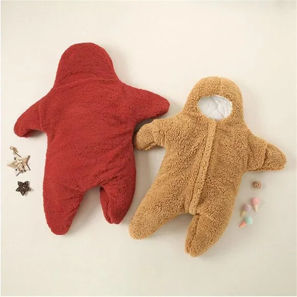 Baby Starfish Onesie Thick Cotton Fleece Baby Wearable Swaddle Bag - Picture 6 of 8